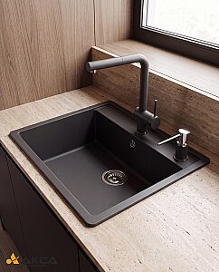 440028 QUARSTONE LUSTER 6 Antrasit Evye / 58,5x49,5cm / Tezgah üstü - 2