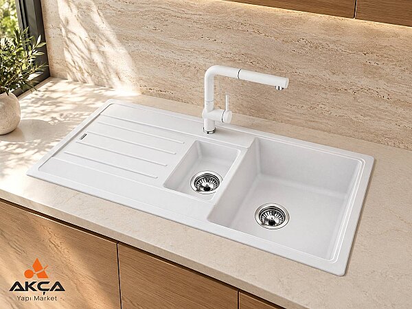522209 BLANCO LEGRA 6 S 1,5 Göz 50x100 cm Granit Evye Beyaz - 1