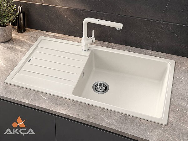 523328 BLANCO LEGRA XL 6 S 1 Göz 50x86 cm Granit Evye Beyaz - 1