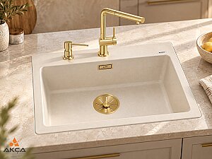 527086 BLANCO LEGRA 6 1 Göz 58,5x50 cm Tezgah Üstü Granit Evye Soft Beyaz - Blanco & Pera