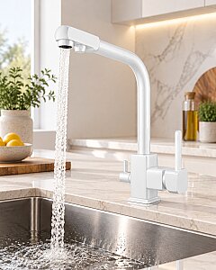 KARE MODEL Arıtmalı Evye Bataryası BEYAZ - Akça