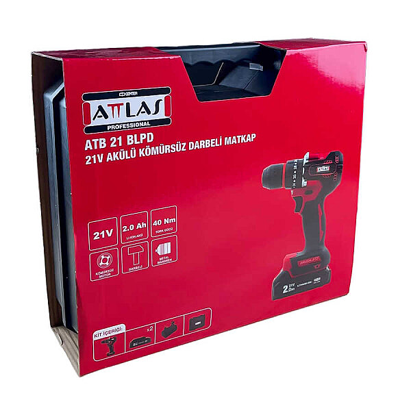 ATLAS ATB 21 BLPD AKÜLÜ KÖMÜRSÜZ DARBELİ ŞARZLI MATKAP ÇANTALI - 1