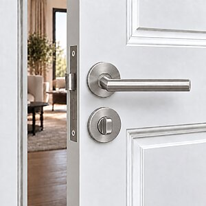 Erkul 472-01 Bodur paslanmaz İnox Rozetli Wc Kapı Kolu - ERKUL