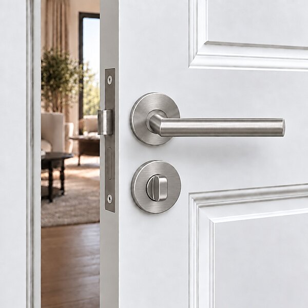 Erkul 472-01 Bodur paslanmaz İnox Rozetli Wc Kapı Kolu - 1