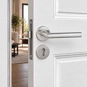 Erkul 472-01 Bodur paslanmaz İnox Rozetli Yale Kapı Kolu - ERKUL