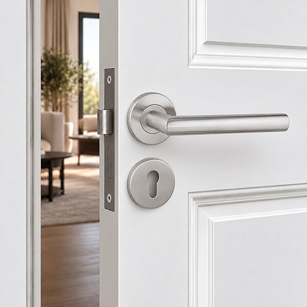 Erkul 472-01 Bodur paslanmaz İnox Rozetli Yale Kapı Kolu - 1
