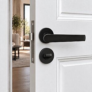 Erkul 479-01 Pıtır MatSiyah Rozetli Wc Kapı Kolu - ERKUL