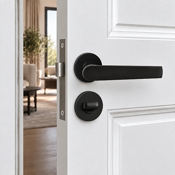 Erkul 479-01 Pıtır MatSiyah Rozetli Wc Kapı Kolu - 1