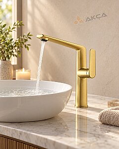 FLEKO Gloria ÇANAK Lavabo Bataryası Mat Skoç Gold (altın) - FLEKO