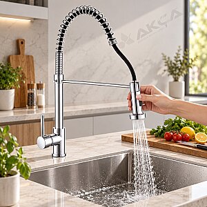 FLEKO KS13S01-A Spiralli Endüstriyel Evye Bataryası Krom - FLEKO