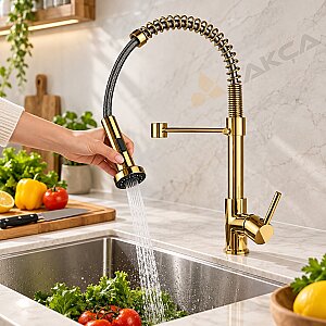 FLEKO KS13S01-G Spiralli Endüstriyel Evye Bataryası Gold Altın Sarı - FLEKO