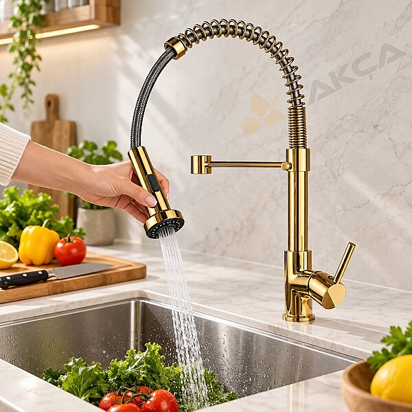 FLEKO KS13S01-G Spiralli Endüstriyel Evye Bataryası Gold Altın Sarı - 1