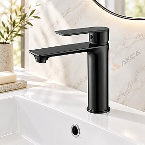 1077023400000-FLEKO MOB 102 Sabit Lavabo Bataryası Siyah - FLEKO