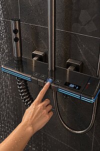 Fleko Piano Düğmeli Led'li Light Antrasit Duş Seti - 2