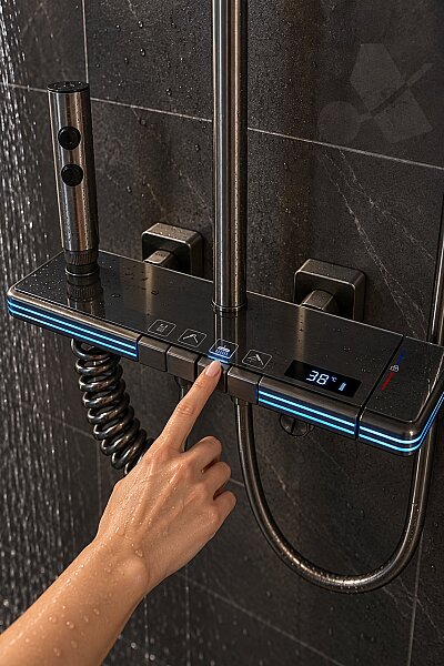 Fleko Piano Düğmeli Led'li Light Antrasit Duş Seti - 2