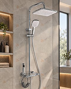 FLEKO PİANO SALT Düğmeli Duş Seti KROM SLİM - FLEKO