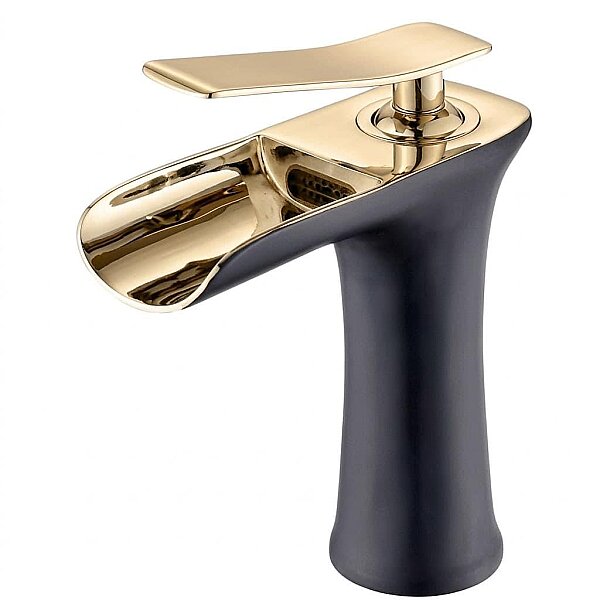 FLEKO Victoria ŞELALE Lavabo Bataryası SİYAH-GOLD - 3