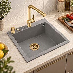 Teka ForSquare 50.40 TG Tek Hazneli Tezgah Üstü Granit Eviye Stone Gri - 2