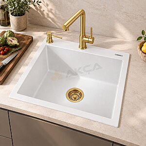 Teka ForSquare 50.40 Tek Hazne Tezgah Üstü Tegranite Eviye Artic White - Teka