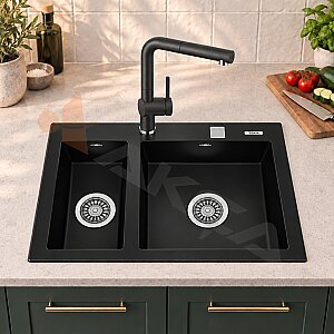 Teka ForSquare 590 TG Çift Hazne Tegranite Evye Siyah 59 cm - Teka