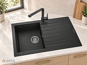 Realstone P004 TROYA 50x86cm GRANİT EVYE SİYAH - REALSTONE