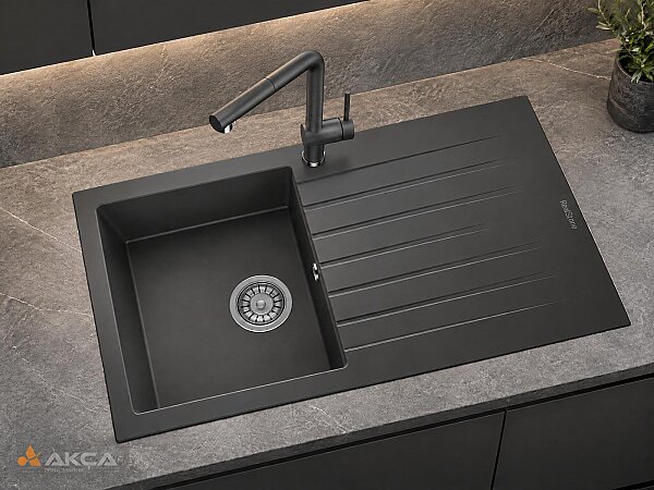Realstone P004 TROYA 50x86cm GRANİT EVYE Antrasit - 1