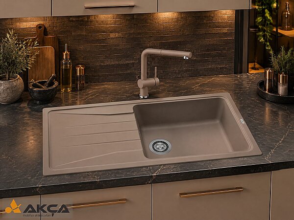 519696 Blanco SONA XL 6S 1 Göz 50x100 Granit Evye Tartufo - 2