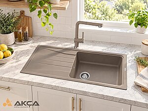 519696 Blanco SONA XL 6S 1 Göz 50x100 Granit Evye Tartufo - 3