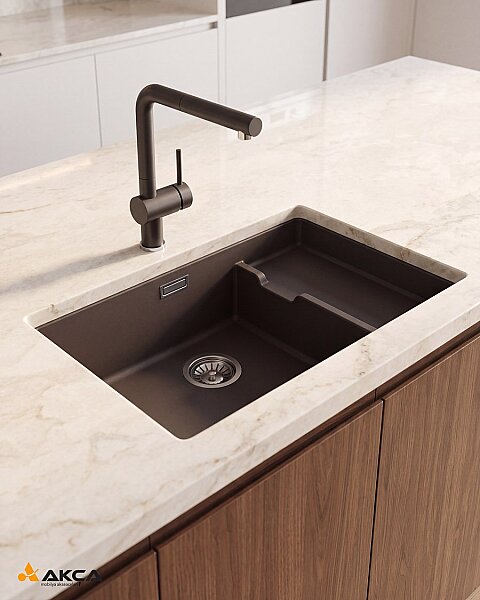 523452 BLANCO SUBLİNE 700 U Level Sepetli 73x46 cm Tezgah Altı Granit Evye Siyah - 1