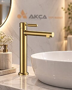 SAVRE Çanak Lavabo Bataryası Uzun Brush Gold F (mat altın) - SAVRE
