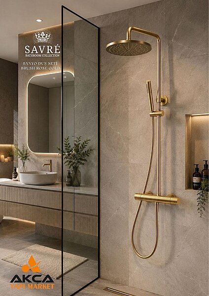 SAVRE Duş Seti Brush Gold F - 1