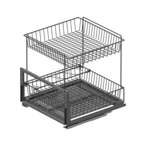 Starax S-2196-A Zemin Bağlantılı Gizli Raylı Tezgah Altı 2 Sepetli Ünite 50 cm - Antrasit - 2