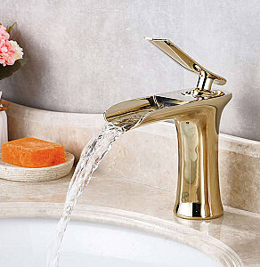 FLEKO Victoria Şelale Lavabo Bataryası PVD Altın GOLD - FLEKO