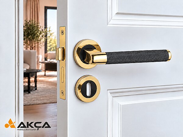 Zmk Daire Rozetli Sotka Kapı Kolu 13-4 Titanyum Siyah Oda - 1