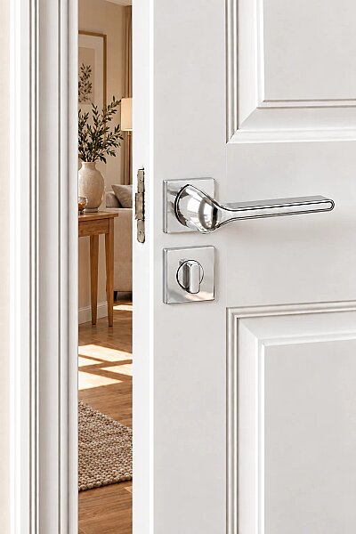 Zmk Kare Rozetli Posh Kapı Kolu 09-6 Krom İnox Erlux Wc - 1