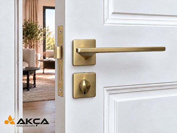 Zmk Kare Rozetli Prizma Kapı Kolu Skoç Titanyum Erlux Wc(Artemis) - 1